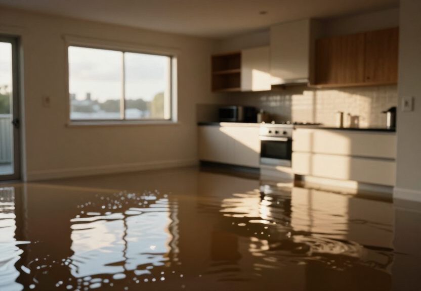 Flooded warehouse in Berkshire Park before water extraction